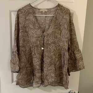 Leaf Patterned Brown Women's Top